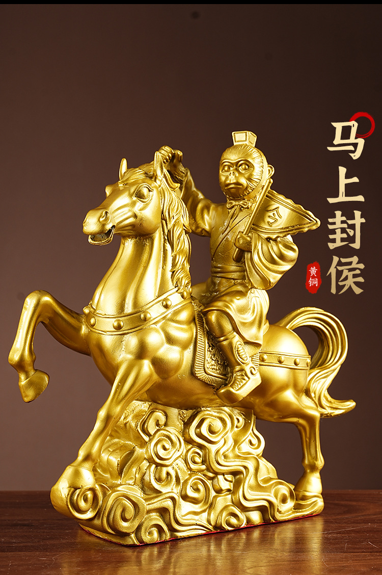 纯铜马上封侯铜摆件